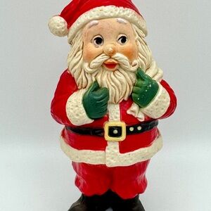 Vintage Santa Claus Ornament Figurine w/ Sack Green Mittens Made in Macau 3.5”